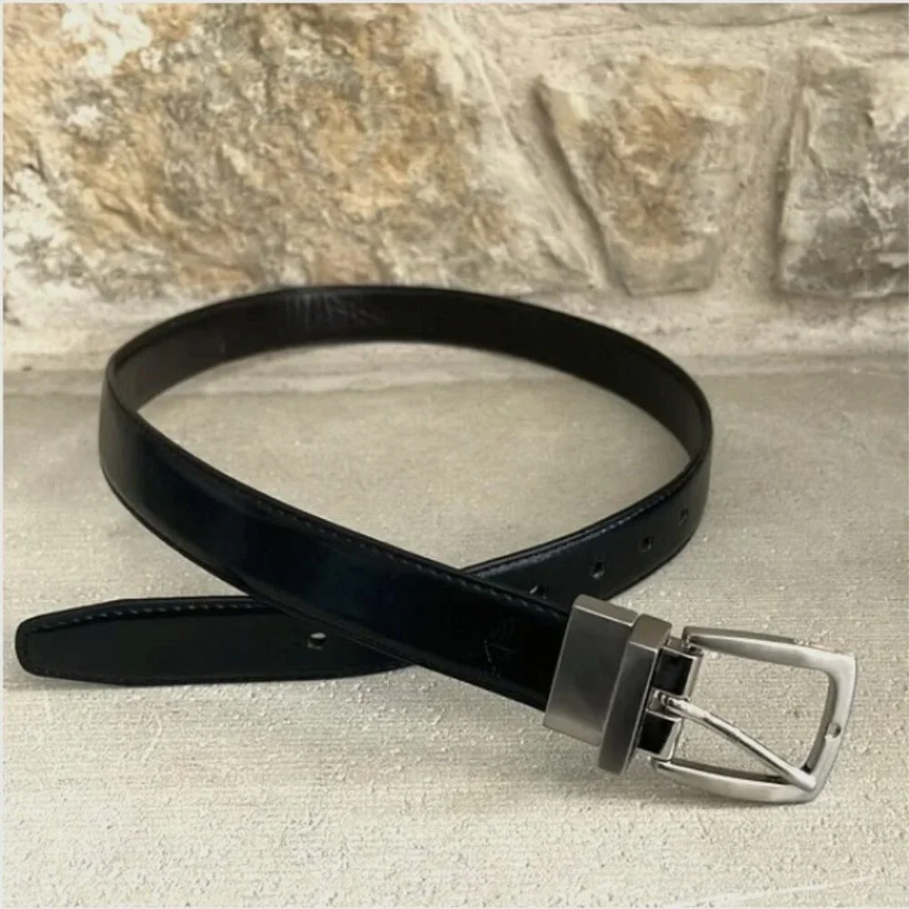Dockers reversible belt black/brown silver buckle Size Medium 26